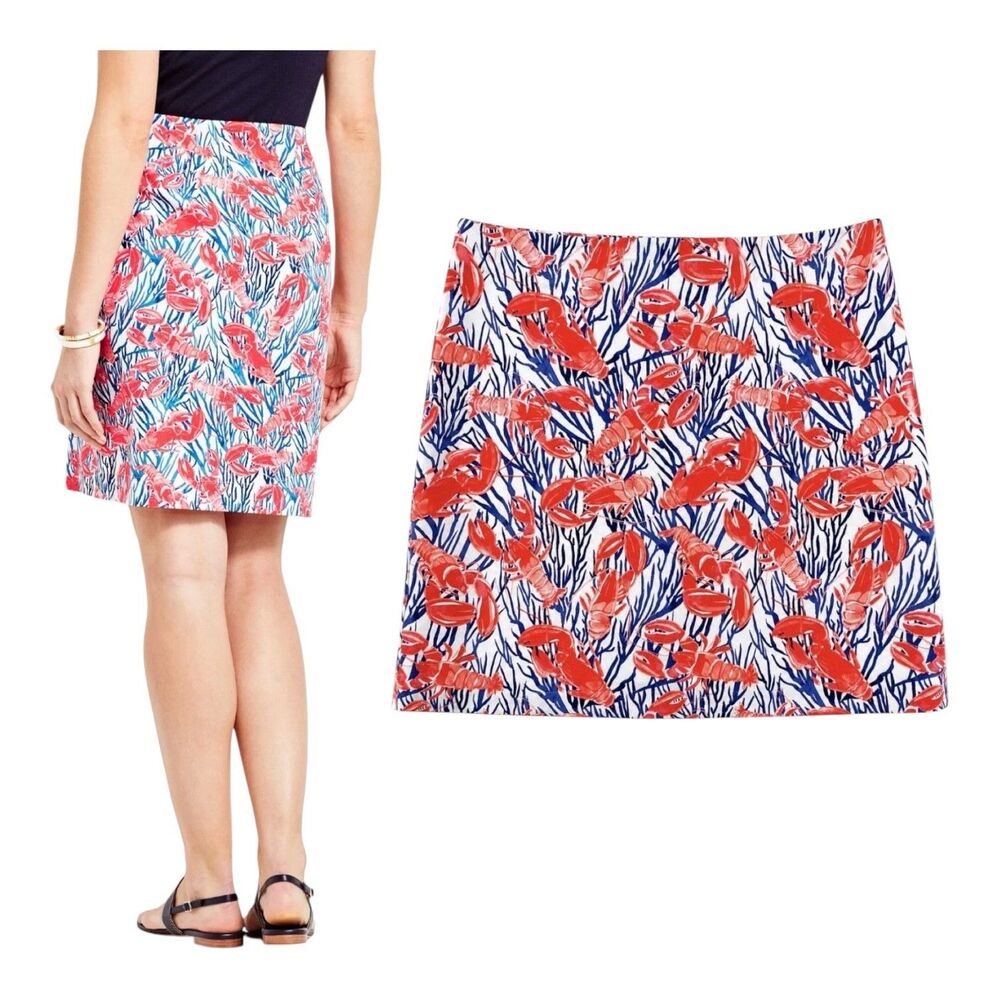 Talbots Women’s Size 8 Lobster Print Skirt Coastal Nautical Summer Beach Lined